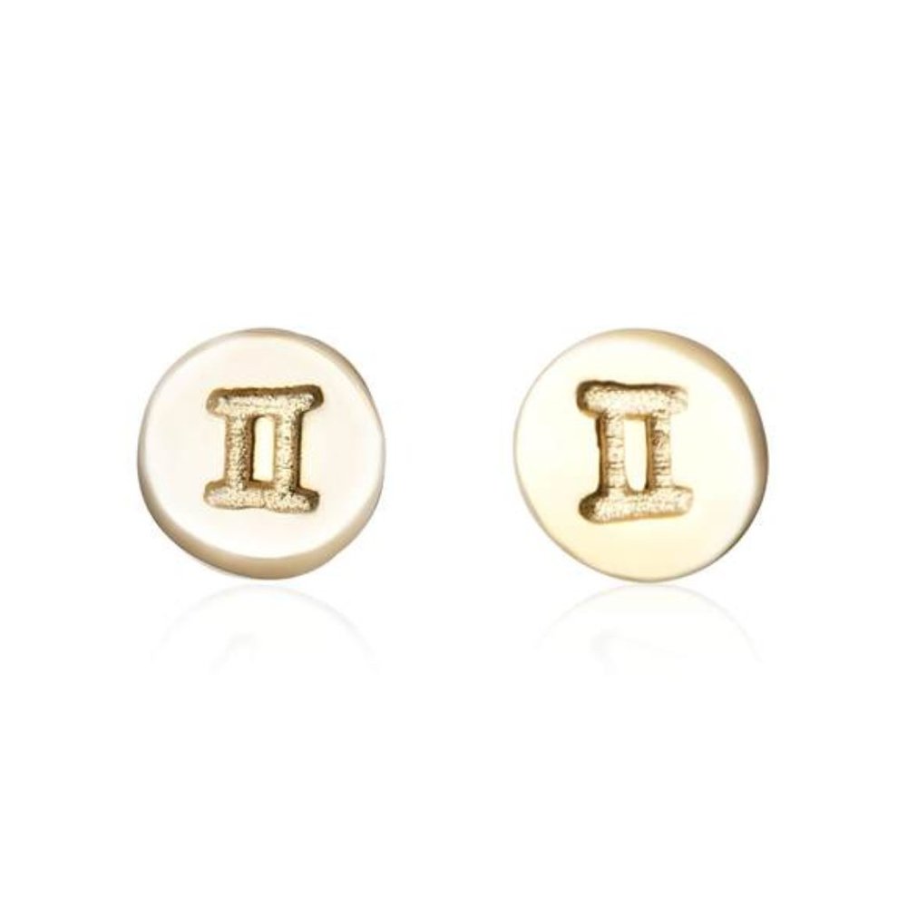 Sterling Silver Gold Plated Gemini Zodiac Earrings